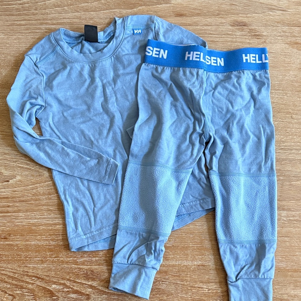 Helly Hansen Light Blue 100% Merino Base Layer Set 2T